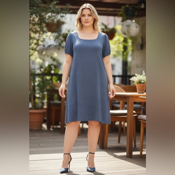 Penningtons Dresses & Skirts - NEW, Penningtons, Plus Size Textured Swing Dress Blue, 1X